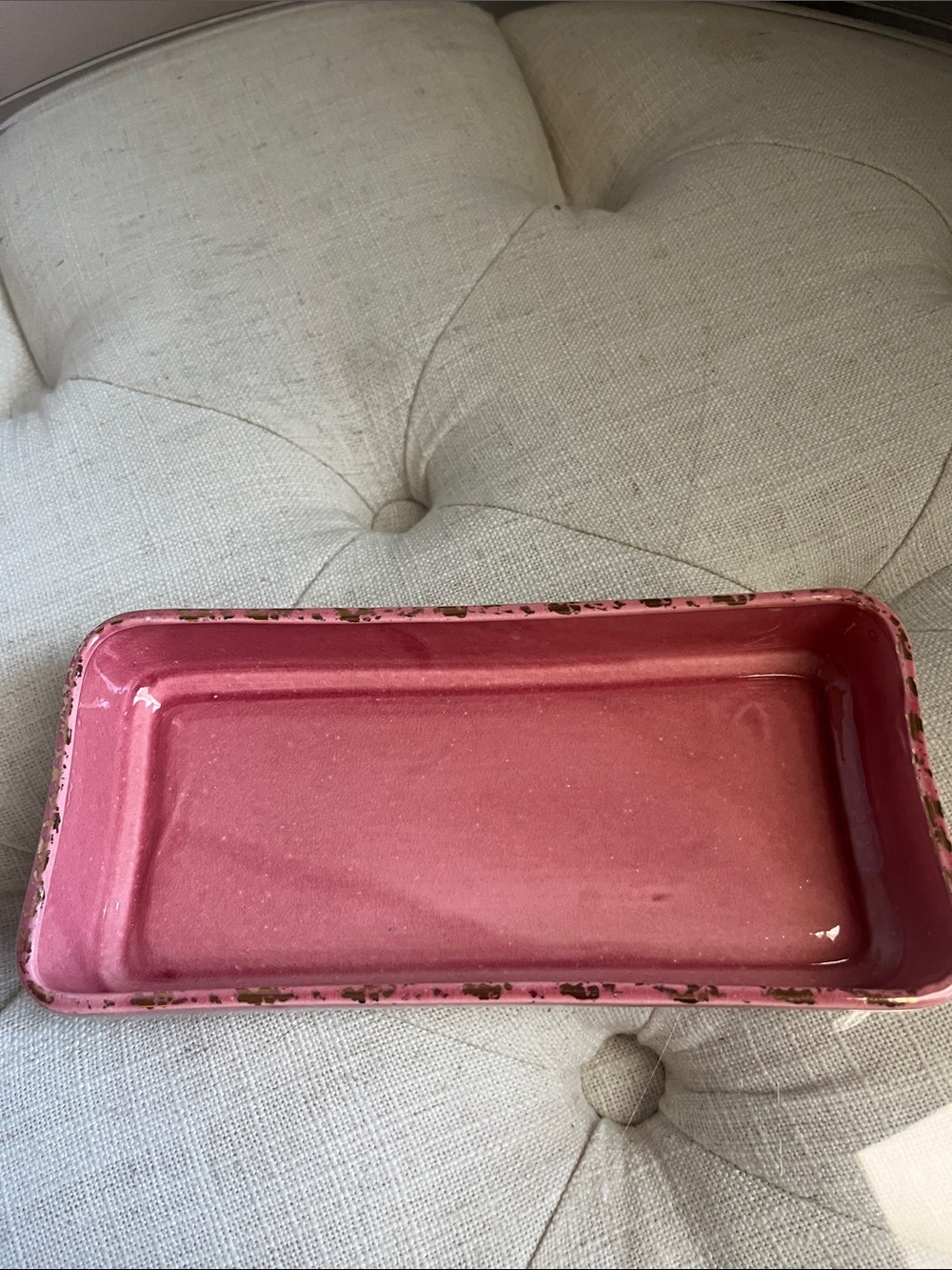 Vintage Hollywood Regency Pink Gold Metallic Handle Specs Jewelry Trinket Box - Picture 6 of 16
